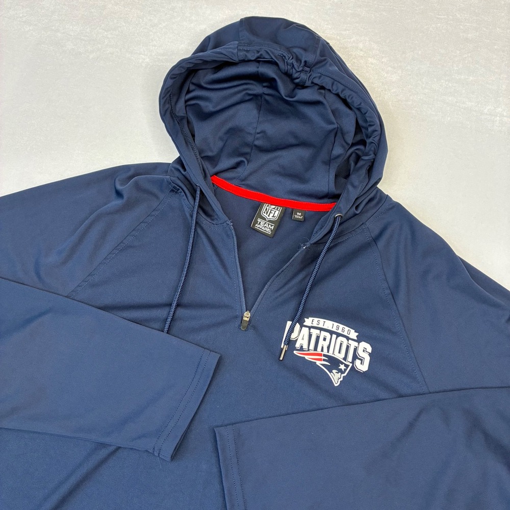 NFL‎ Team Apparel New England Patriots Hoodie Mens Medium Navy Blue 1/4 Zip